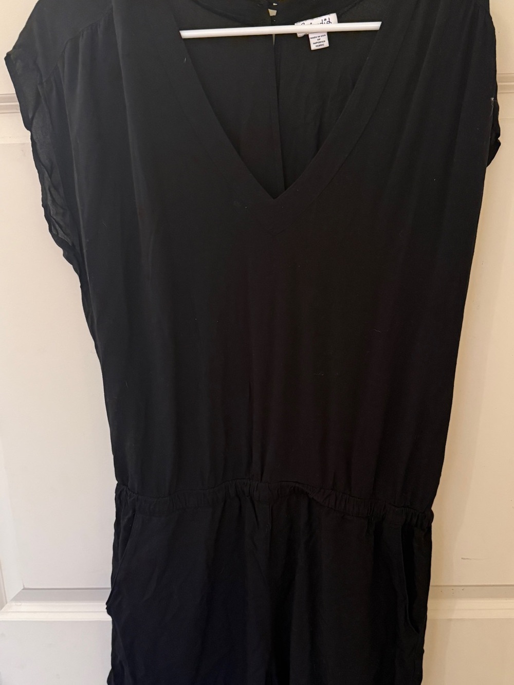 Splendid Black V-Neck Cap Sleeve Jumpsuit